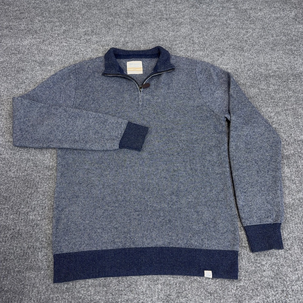 Marine Layer Sweater Mens Small Merino Wool Re-Spun Quarter 1/4 Zip Mock Neck - Picture 2 of 10